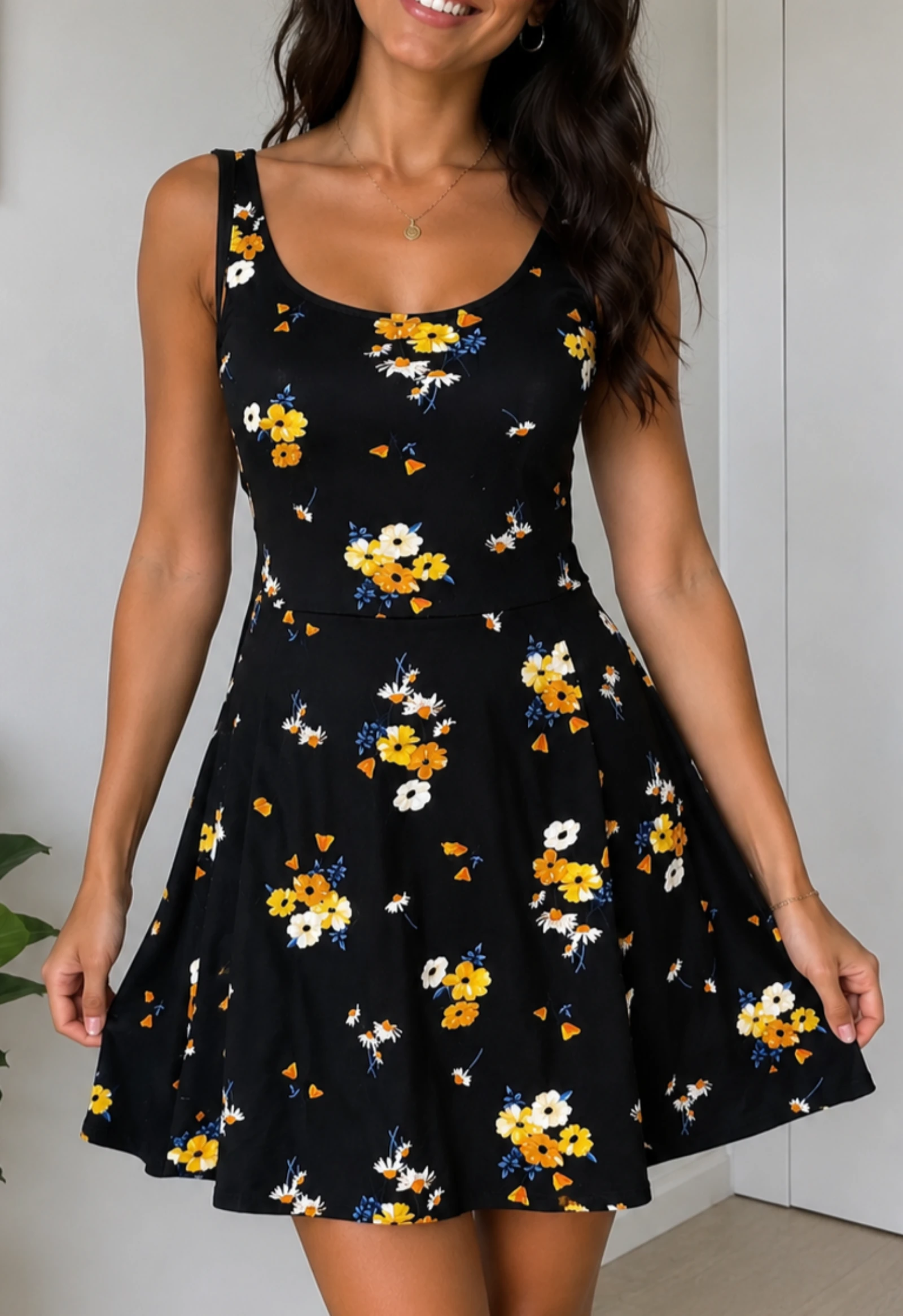 Vestido Floral Divided H&M Talla S (36) – Negro | Ideal para Verano – photo 2